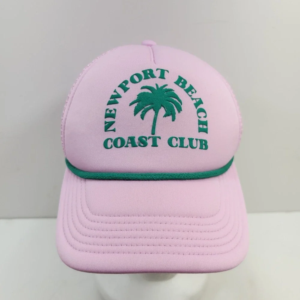 Mighty Fine Trucker Hat Womens OSFM Pink Newport Beach Coast Club Mesh Back